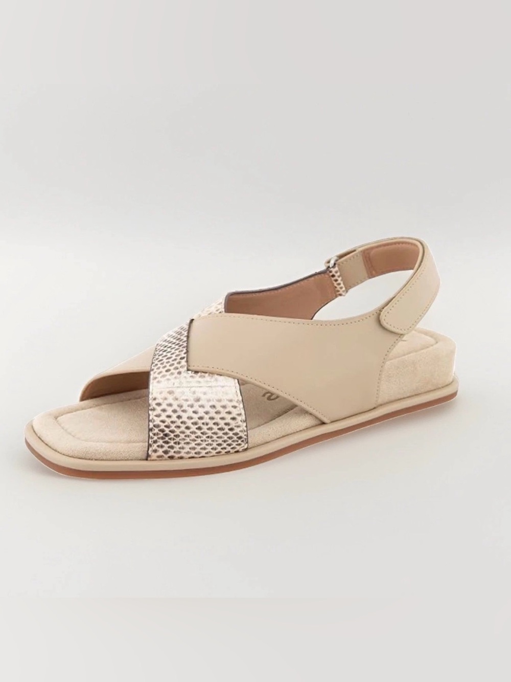 Aerosoles Women's Leather Tan Criss Cross SlingBack Comfort Sandals Snakeskin 8M